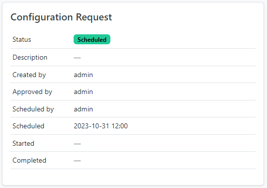 Screenshot of the Scheduled request